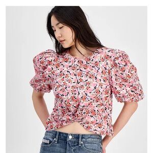 Tommy Hilfiger Ditzy Floral Puff Sleeve Top size Small